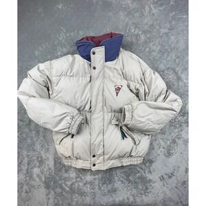 Vintage 90s St Johns Bay Puffer Jacket Large Color Block Winter Warm Mens FLAWS